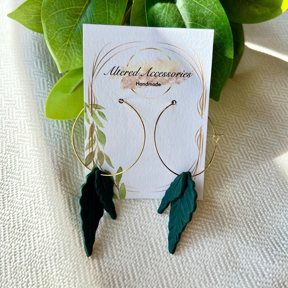 2/$30 Gold and Green Leaf Earrings